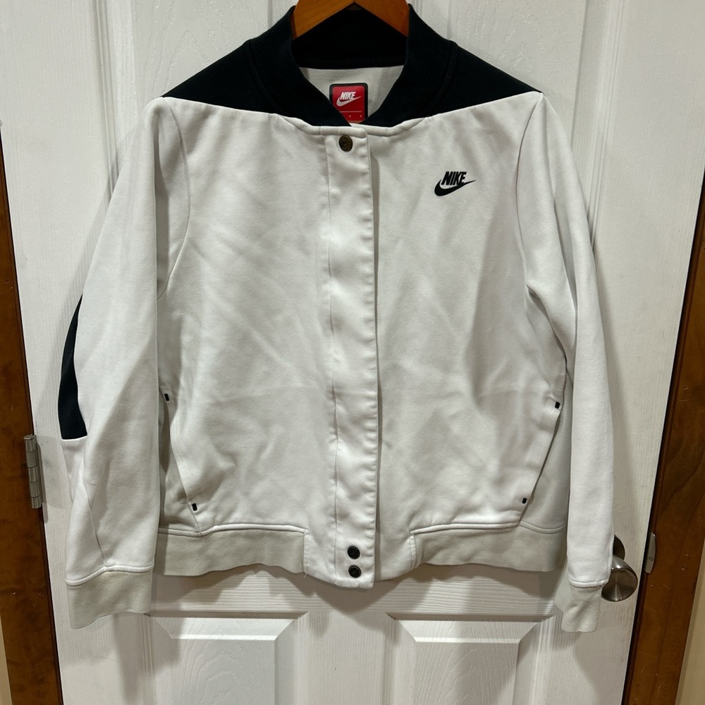 Nike Women's Varsity Jacket in White and Black